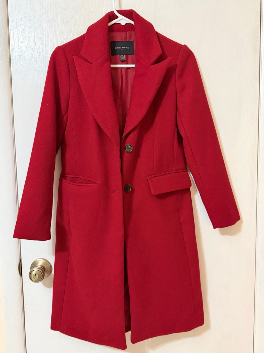 Banana Republic Red Single-Breasted Wool-Blend Blazer Coat